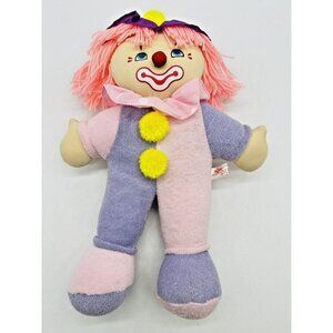 Russ Clown Plush Pink Purple Terry Cloth Stuffed Toy Pastel 12 inch Soft Lullaby